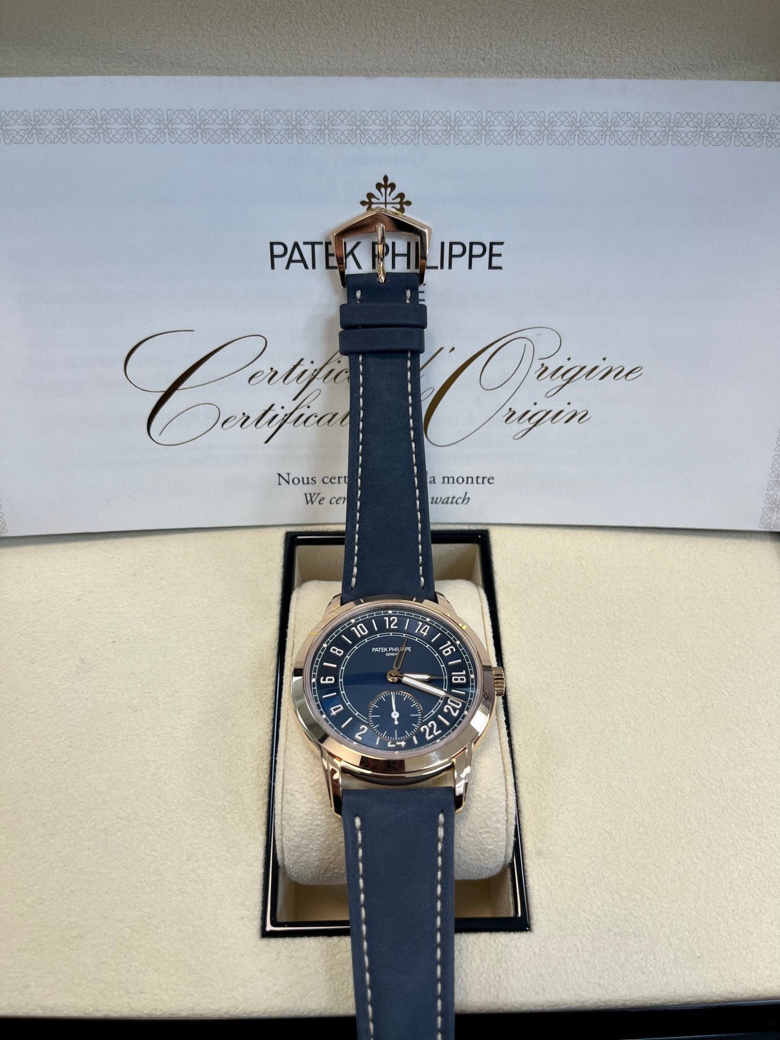 Patek Philippe Calatrava Complications Calatrava Travel Time Automatic Blue Dial Men's Watch 5224r - Image 3