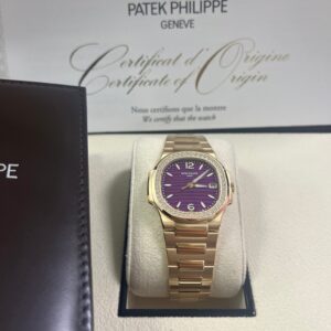 Patek Philippe Nautilus 32mm Diamond Bezel Rose Gold Purple Wave Dial 7010/1R-013