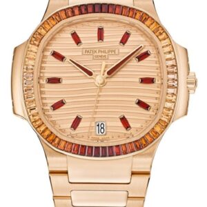 Patek Philippe Nautilus Automatic Rose Gold Baguette Cognac Bezel 7118/1300R-001