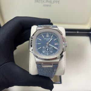 Patek Philippe Nautilus Flyback Chronograph White Gold Blue-Gray Dial 5980/60G