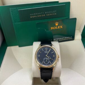 Rolex 1908 39mm Black Dial Leather Strap 52508