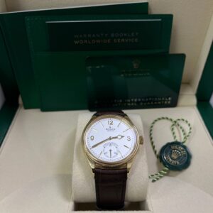 Rolex 1908 39mm White Dial Leather Strap 52508