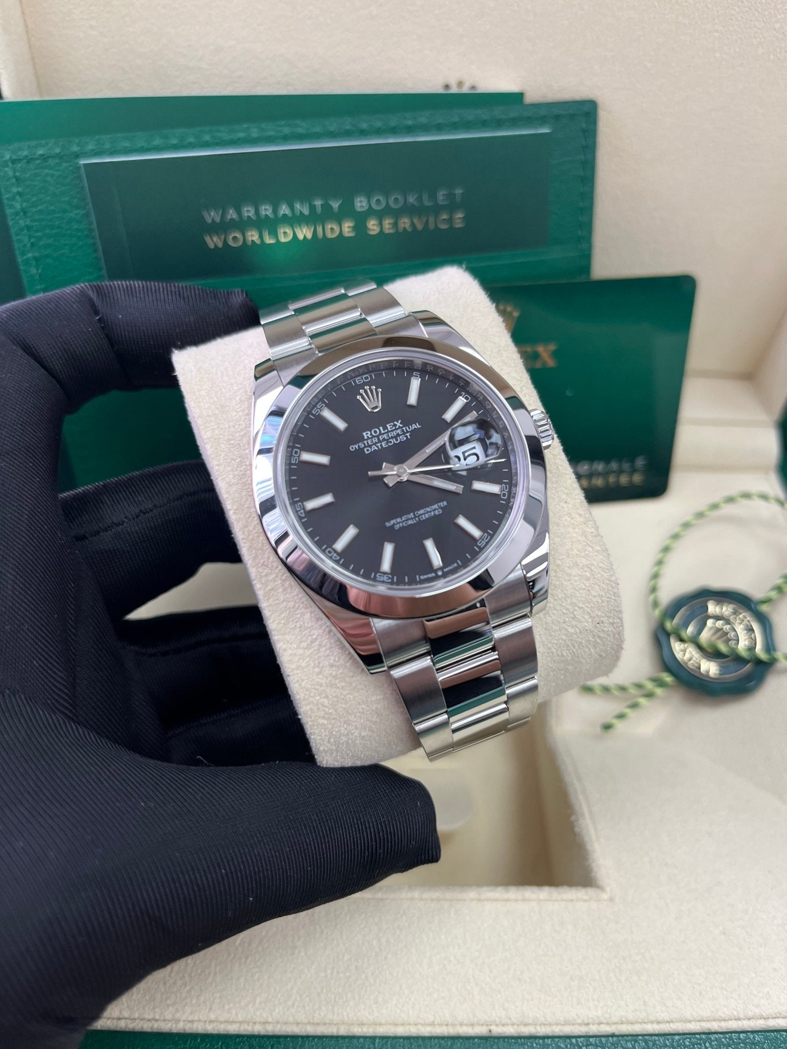 Rolex Datejust 41 Stainless Steel & White Gold - Black Index Dial - Smooth Bezel (Ref# 126300) - Image 7