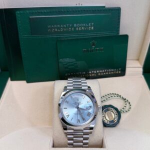 Rolex Day-Date 40 Platinum/ Ice-blue dial /President bracelet (Ref # 228206)
