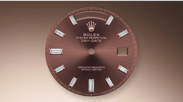 rolex-everose-gold-day-date-40-watch-everose-gold-bezel-chocolate-baguette-diamond-dial-president-bracelet-ref228345rbr-176267.jpg Rolex Everose Gold Day-Date 40 Watch - Everose Gold Bezel - Chocolate Baguette Diamond Dial - President Bracelet (REF#228345RBR)
