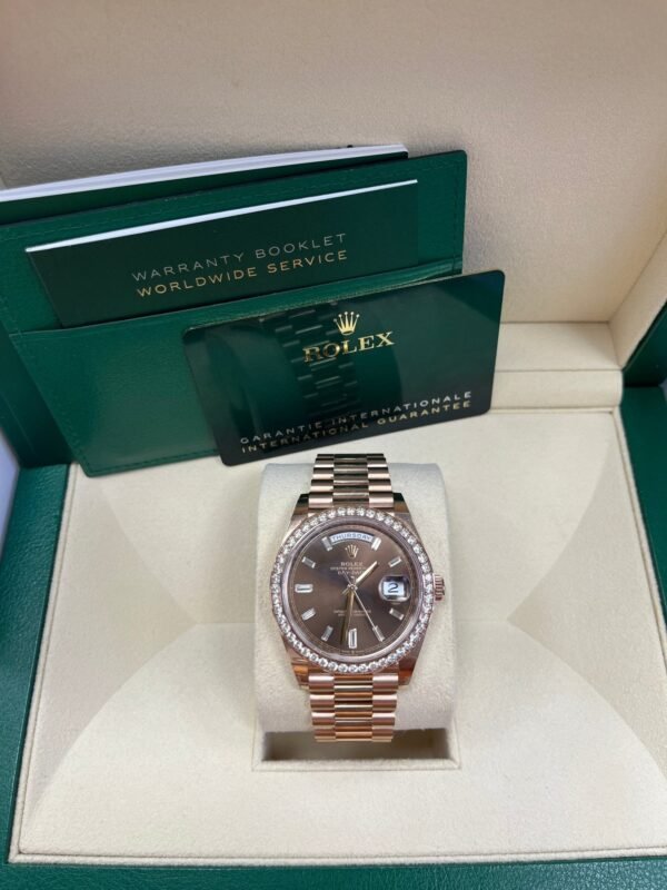 rolex-everose-gold-day-date-40-watch-everose-gold-bezel-chocolate-baguette-diamond-dial-president-bracelet-ref228345rbr-785918.jpg Rolex Everose Gold Day-Date 40 Watch - Everose Gold Bezel - Chocolate Baguette Diamond Dial - President Bracelet (REF#228345RBR)