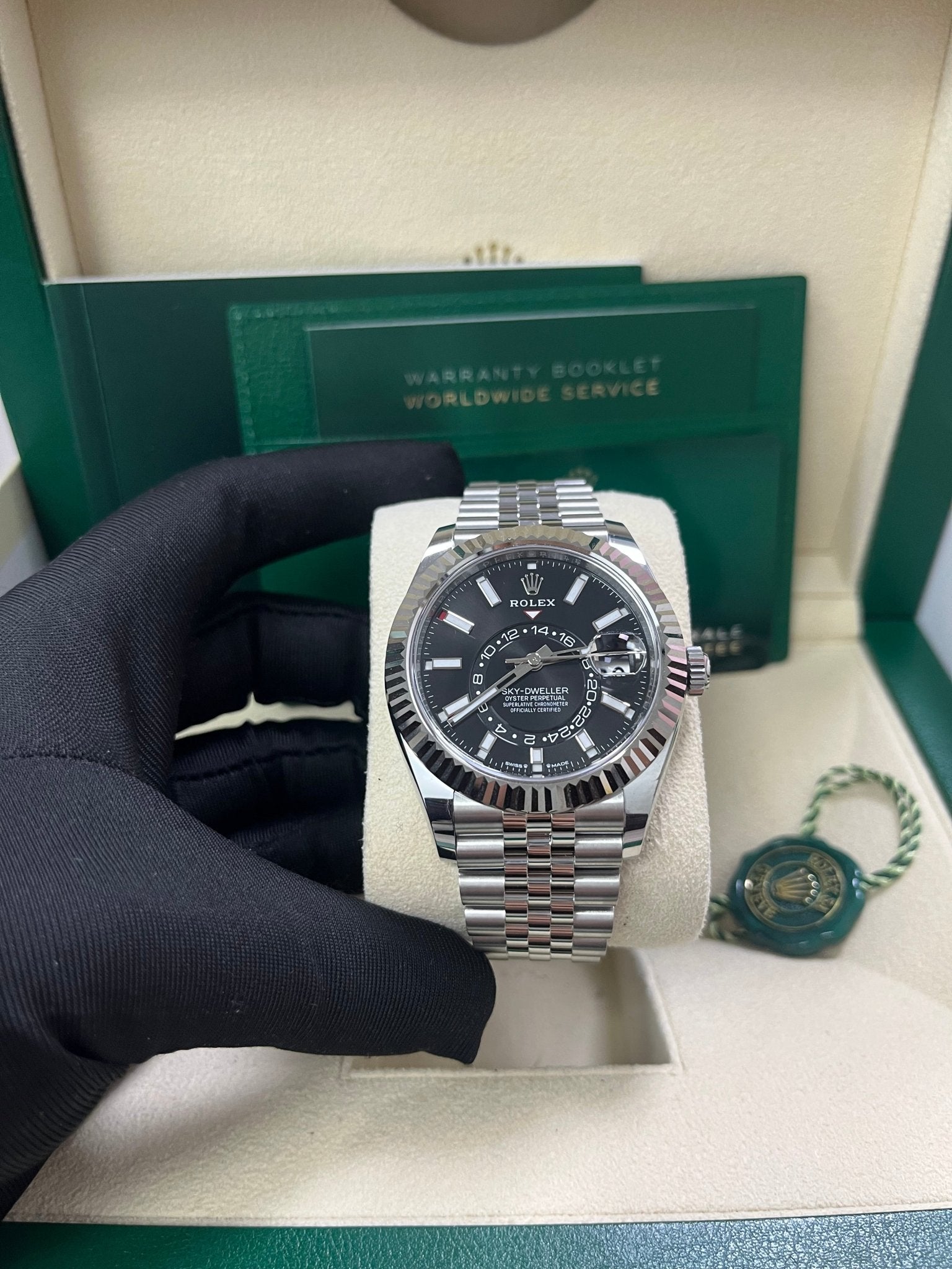 Rolex Sky-Dweller Fluted Bezel Black Index Dial Jubilee Bracelet 336934 - Image 8