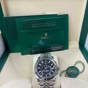 Rolex Sky-Dweller Fluted Bezel Black Index Dial Jubilee Bracelet 336934