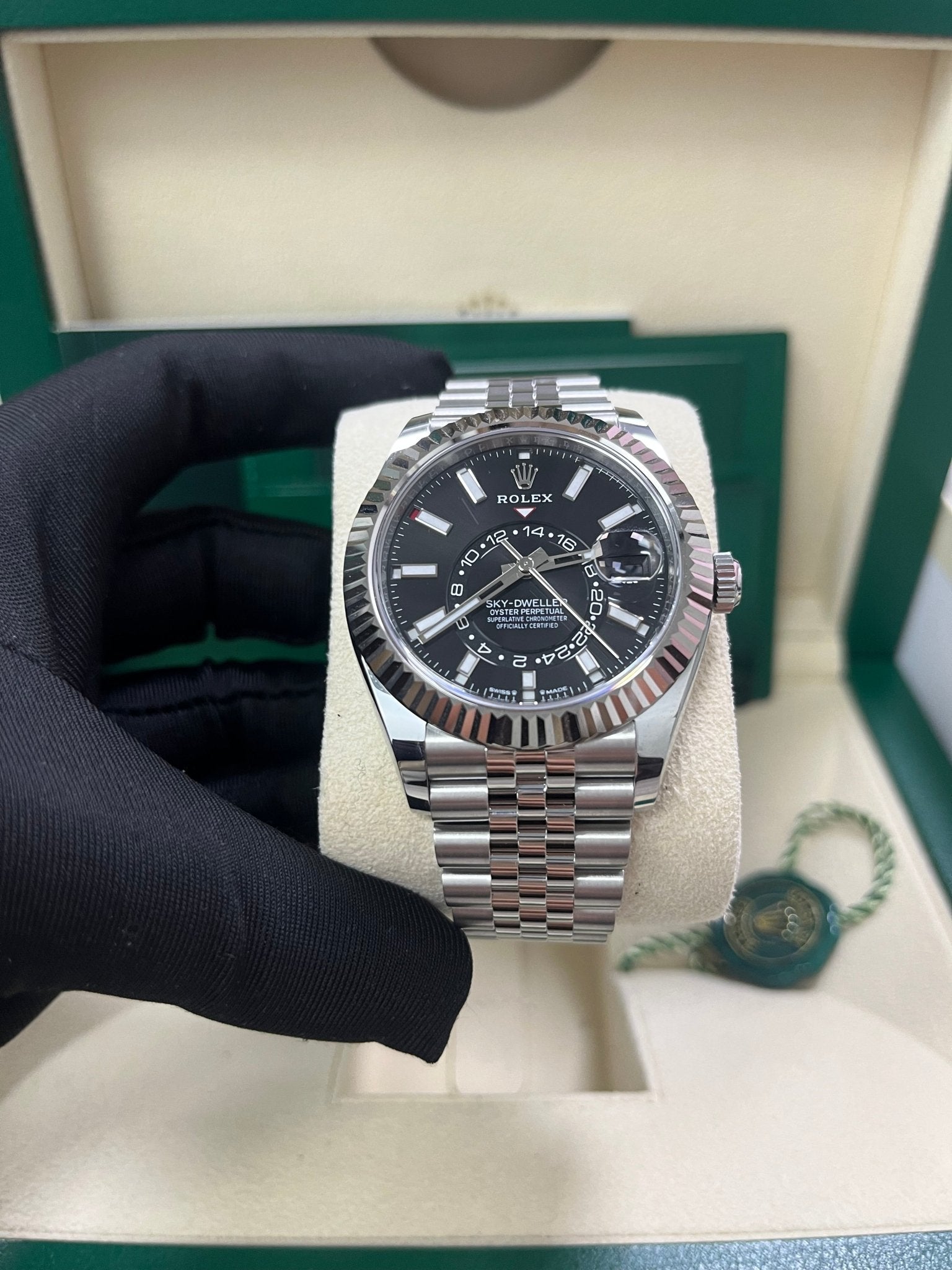 Rolex Sky-Dweller Fluted Bezel Black Index Dial Jubilee Bracelet 336934 - Image 11