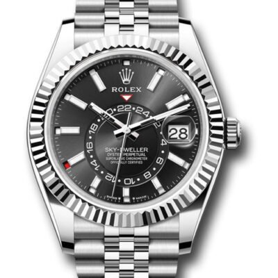 Rolex Sky-Dweller Fluted Bezel Black Index Dial Jubilee Bracelet 336934