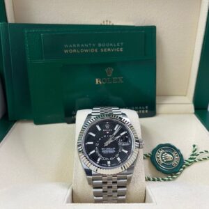 Rolex White Rolesor Sky-Dweller Black Index Dial  Jubilee Bracelet (Ref# 326934)